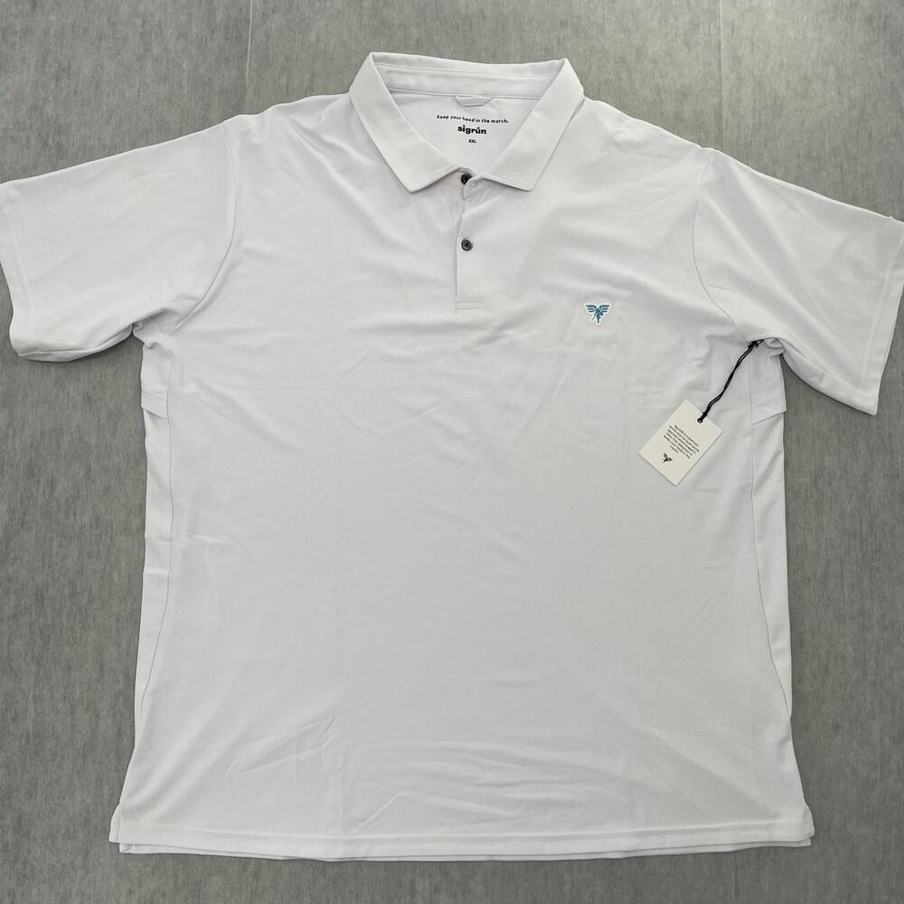 Sigrun Shirt Adult XXL White Polo Tennis Racquet Match Wimbledon Short Sleeve